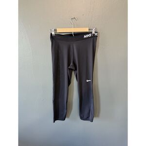 Nike Pro Womens Black Compression Cropped Baselayer Pants Size Large